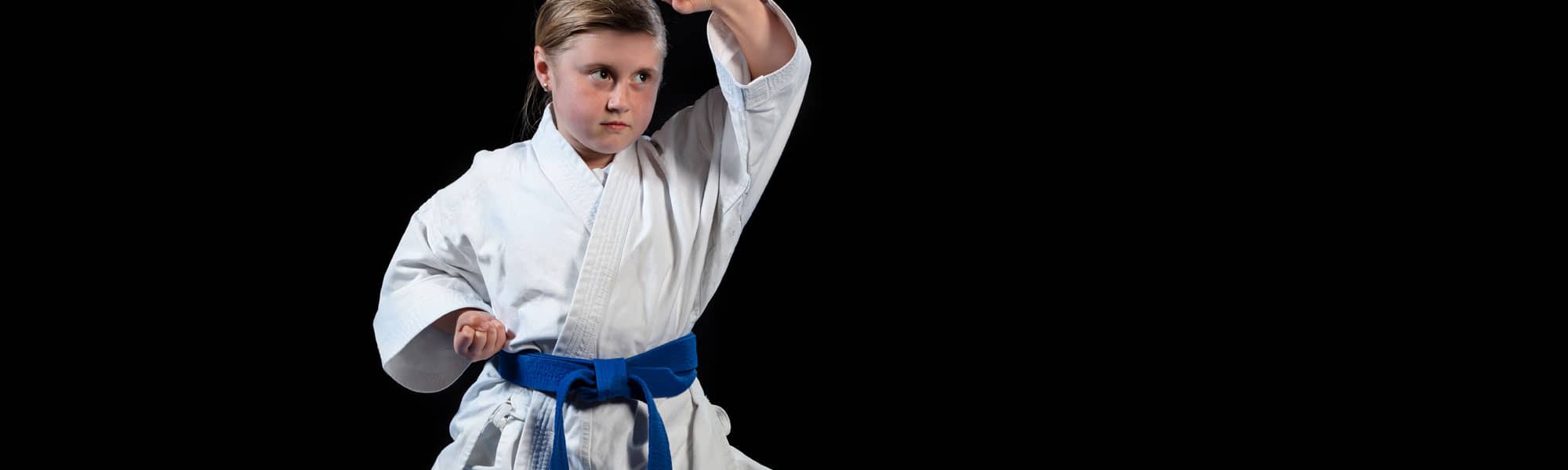 Young girl training Karate in Rhyl